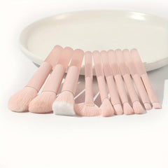 10pcs Mini Pink Makeup Brush Set Ideal Gift for Makeup Beginner Artist