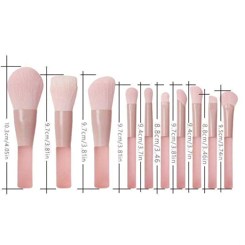10pcs Mini Pink Makeup Brush Set Ideal Gift for Makeup Beginner Artist