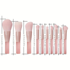 10pcs Mini Pink Makeup Brush Set Ideal Gift for Makeup Beginner Artist