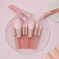 10pcs Mini Pink Makeup Brush Set Ideal Gift for Makeup Beginner Artist