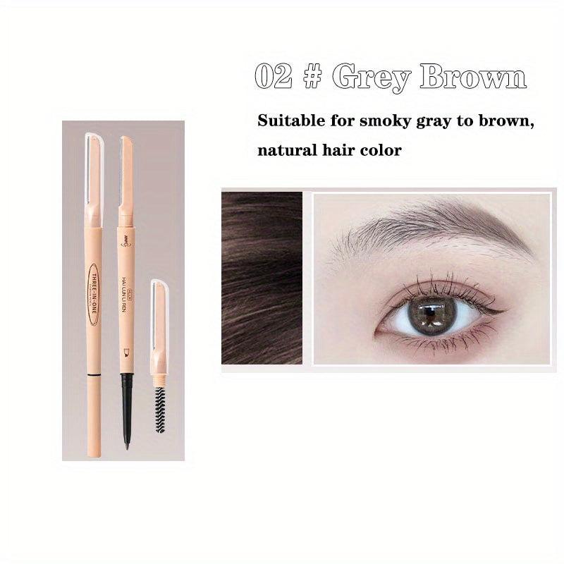 3-in-1 Eyebrow Pencil-Double Ended Trimmer Brush-Waterproof