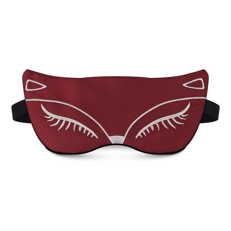 Fox Embroidered Sleep Eye Mask Soft Blindfold Eyeshade for Travel