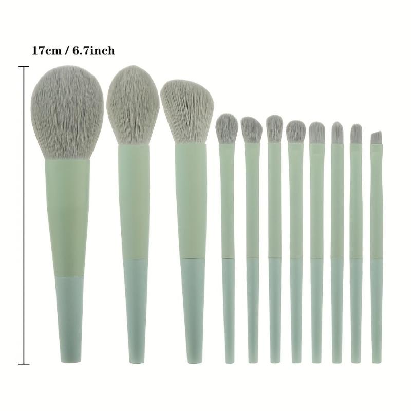 11pcs Makeup Brush Set Blush Eyeshadow Brushes Soft Bristle Long Tube