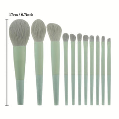 11pcs Makeup Brush Set Blush Eyeshadow Brushes Soft Bristle Long Tube