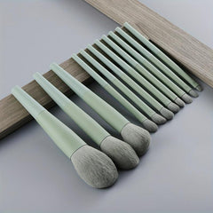 11pcs Makeup Brush Set Blush Eyeshadow Brushes Soft Bristle Long Tube