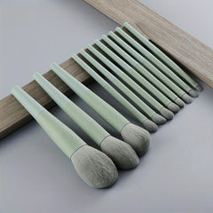 11pcs Makeup Brush Set Blush Eyeshadow Brushes Soft Bristle Long Tube