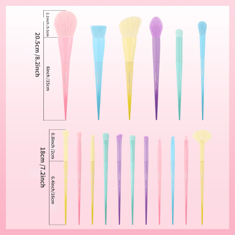 17pcs Colorful Makeup Brush Macaroon Series Eyeshadow Powder Nose Shadow Brush