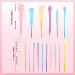 17pcs Colorful Makeup Brush Macaroon Series Eyeshadow Powder Nose Shadow Brush