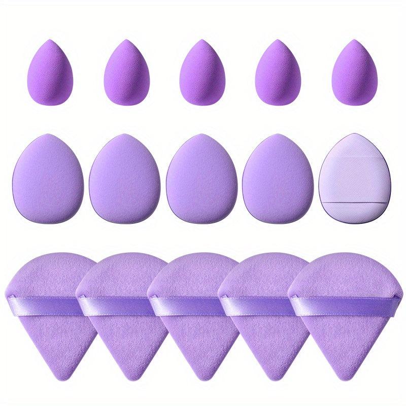 15pcs Facial Makeup Tools Set with Sponges and Powder Puffs