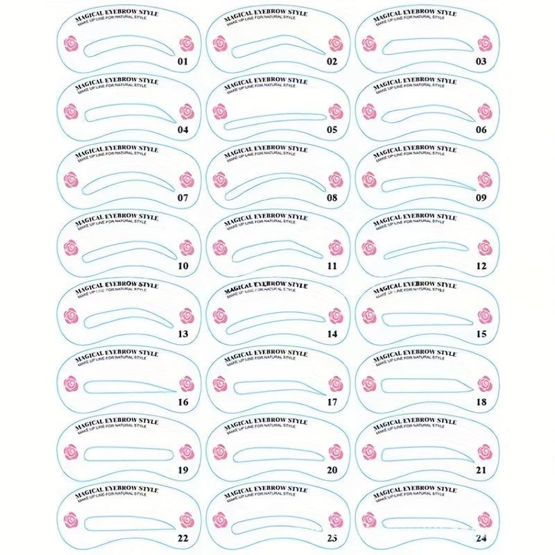 Eyebrow Shaping Stencils Kit - 24 Styles Brow Grooming Templates DIY Tools