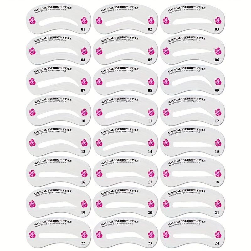 Eyebrow Shaping Stencils Kit - 24 Styles Brow Grooming Templates DIY Tools