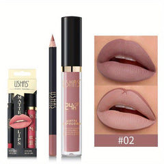 Matte Lip Glaze & Liner Set - 12 Colors Nude Long-Lasting Waterproof Formula