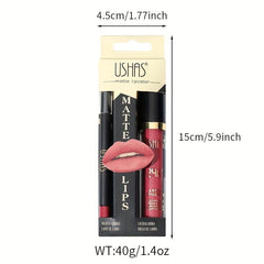 Matte Lip Glaze & Liner Set - 12 Colors Nude Long-Lasting Waterproof Formula