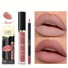 Matte Lip Glaze & Liner Set - 12 Colors Nude Long-Lasting Waterproof Formula