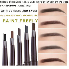 Dual-Ended Rotating Eyebrow Pencil Waterproof Smudge Proof with Brush