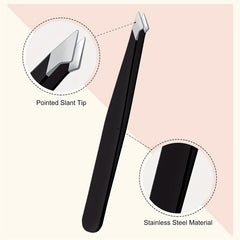12 Pcs Stainless Steel Angled Tip Eyebrow Tweezers for Men and Women