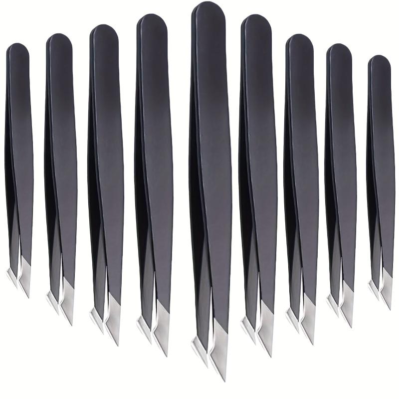 12 Pcs Stainless Steel Angled Tip Eyebrow Tweezers for Men and Women