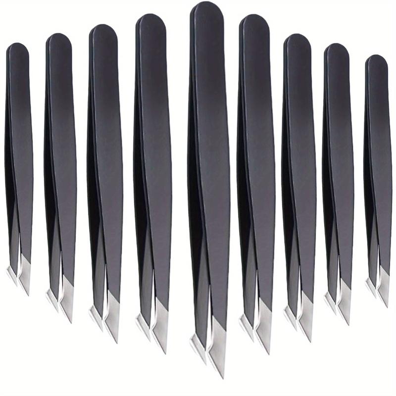 12 Pcs Stainless Steel Angled Tip Eyebrow Tweezers for Men and Women