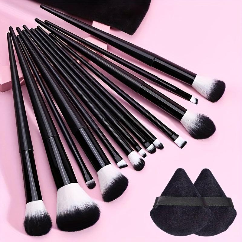 15pcs Makeup Brushes & Puff Kit Professional Face Eye Makeup Brushes