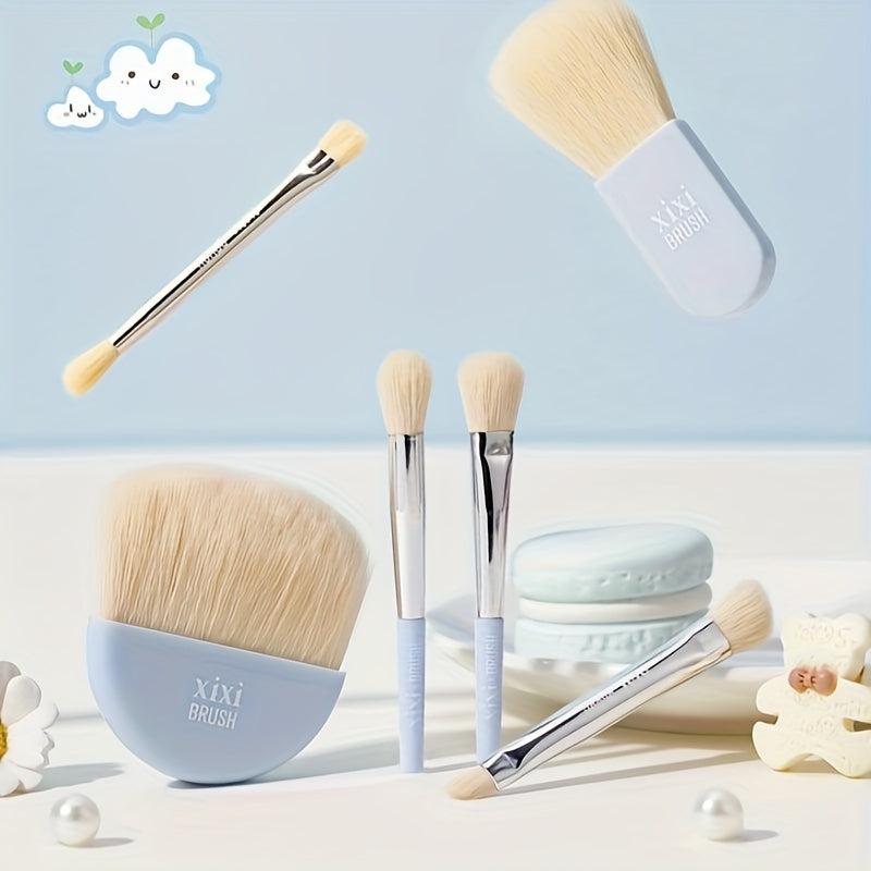 6Pcs Mini Travel Makeup Brushes Set Portable Cosmetic Brushes Kit