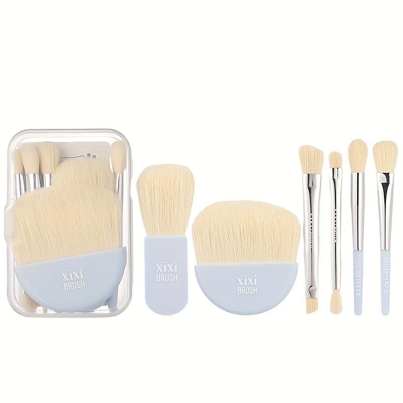 6Pcs Mini Travel Makeup Brushes Set Portable Cosmetic Brushes Kit