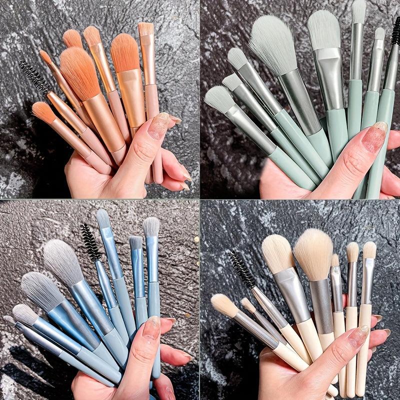 8pcs Makeup Brush Set Macaron Eyeshadow Blush Highlighter Brushes
