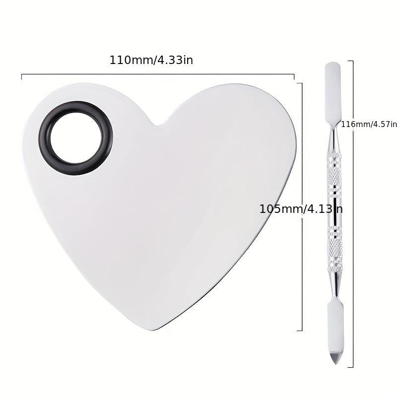 2pcs Makeup Mixing Palette Spatula Set Stainless Steel Mixing Tray Spatula Artis