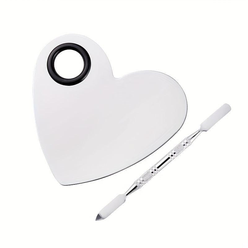 2pcs Makeup Mixing Palette Spatula Set Stainless Steel Mixing Tray Spatula Artis