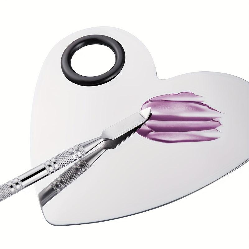 2pcs Makeup Mixing Palette Spatula Set Stainless Steel Mixing Tray Spatula Artis