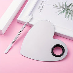 2pcs Makeup Mixing Palette Spatula Set Stainless Steel Mixing Tray Spatula Artis