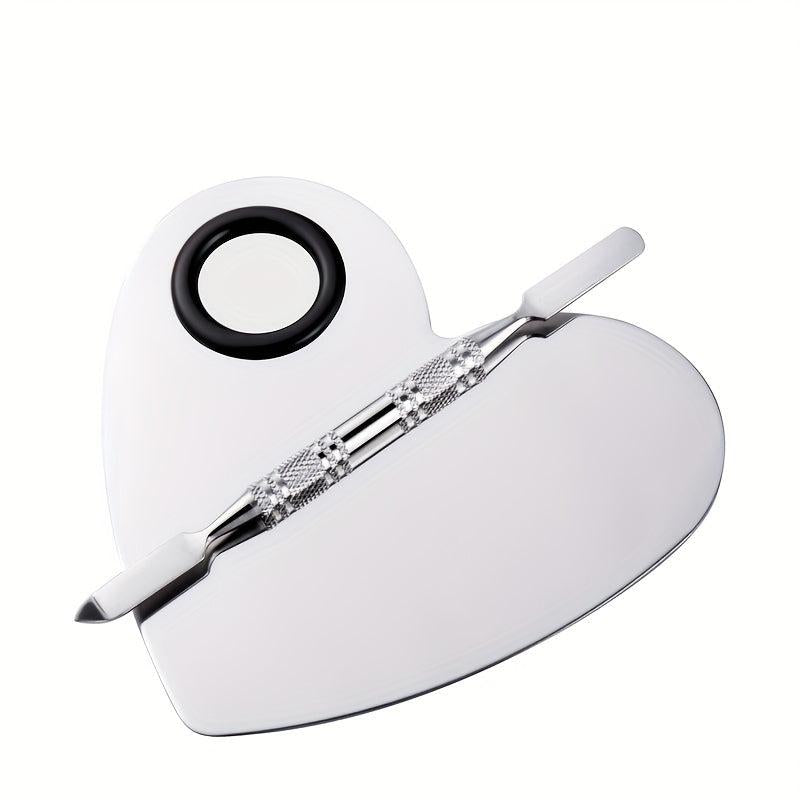 2pcs Makeup Mixing Palette Spatula Set Stainless Steel Mixing Tray Spatula Artis
