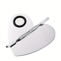 2pcs Makeup Mixing Palette Spatula Set Stainless Steel Mixing Tray Spatula Artis