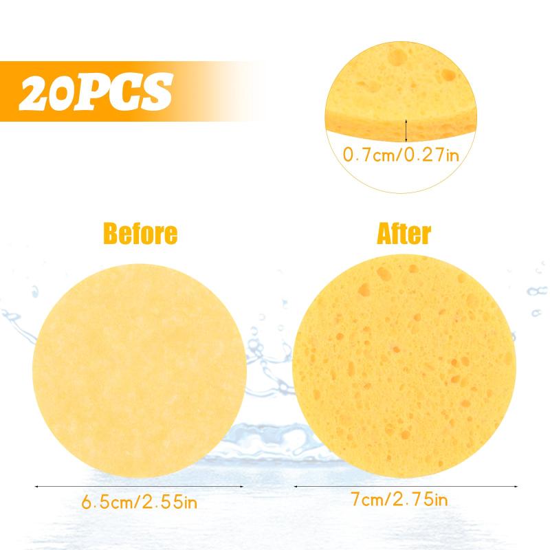 20 Pcs Compressed Face Sponge Soft Face Sponge Cleaning Sponge