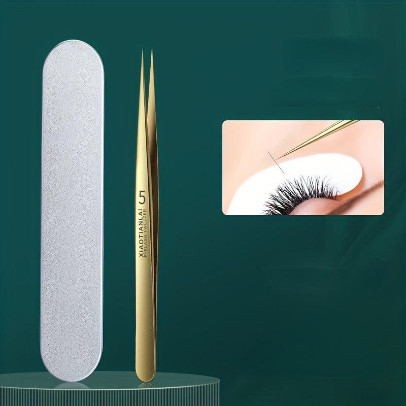 Professional Eyelash Extension Tweezers with Storage Case