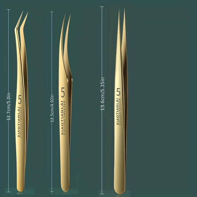 Professional Eyelash Extension Tweezers with Storage Case