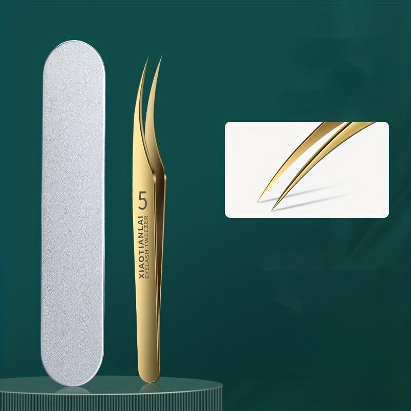 Professional Eyelash Extension Tweezers with Storage Case