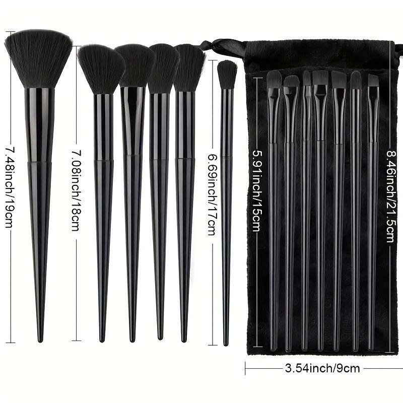 13pcs Makeup Brush Set with Puffs for Face Foundation Blush Eyeshadow