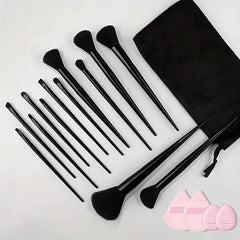 13pcs Makeup Brush Set with Puffs for Face Foundation Blush Eyeshadow