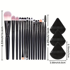 15 Makeup Brushes & 3 Powder Puffs Beauty Set