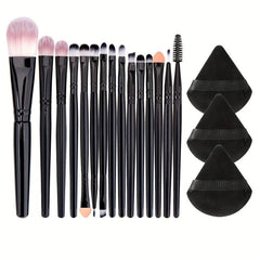15 Makeup Brushes & 3 Powder Puffs Beauty Set