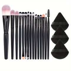 15 Makeup Brushes & 3 Powder Puffs Beauty Set