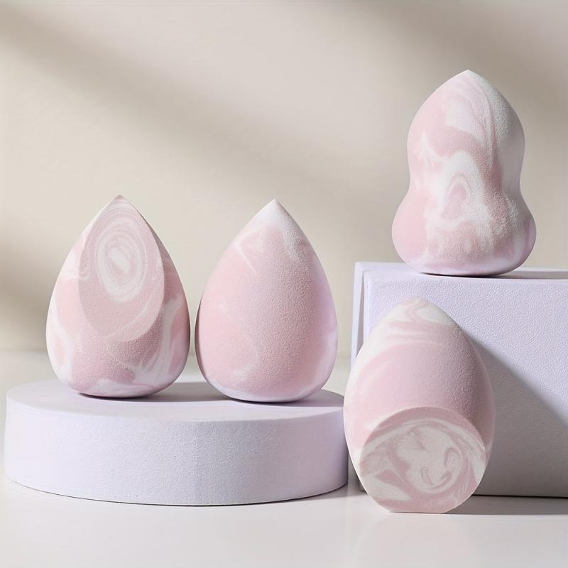 4pcs Textured Makeup Sponges for Liquid Cream Powder Soft Wet Dry Makeup