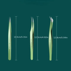 3pcs Eyelash Extension Tweezers Precision Lash Tweezers For Volume Lash