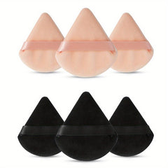 6pcs Fan Shape Powder Puff Set Soft Velvet Makeup Puffs With Strap