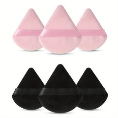 6pcs Fan Shape Powder Puff Set Soft Velvet Makeup Puffs With Strap