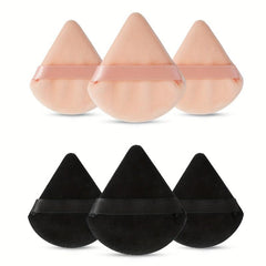 6pcs Fan Shape Powder Puff Set Soft Velvet Makeup Puffs With Strap