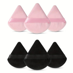 6pcs Fan Shape Powder Puff Set Soft Velvet Makeup Puffs With Strap