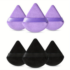 6pcs Fan Shape Powder Puff Set Soft Velvet Makeup Puffs With Strap