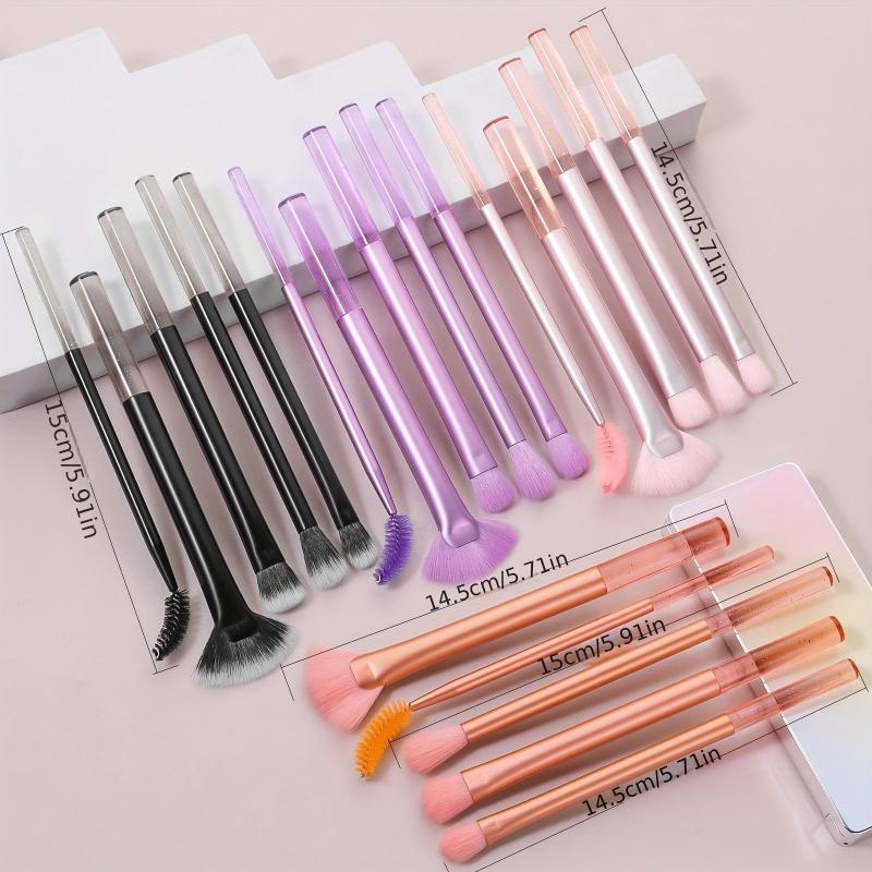 5pcs Glitter Clear Handle Makeup Brush Set
