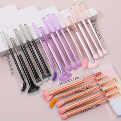 5pcs Glitter Clear Handle Makeup Brush Set